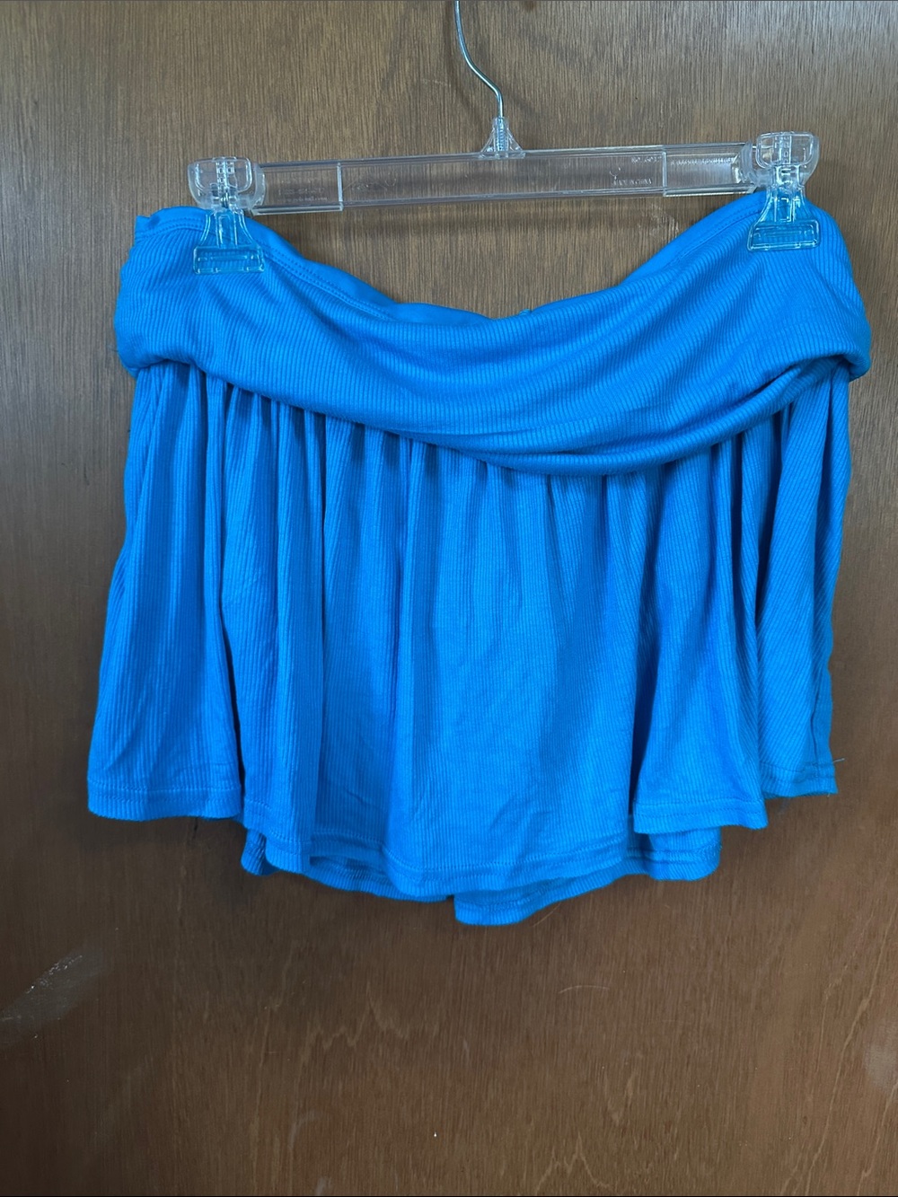 No Boundaries Bright Blue Fold-Over Mini Skirt